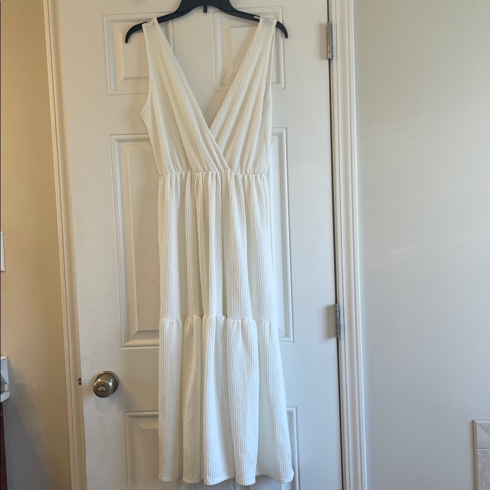 Caution To The Wind Textured Ivory Sleeveless Maxi Dress